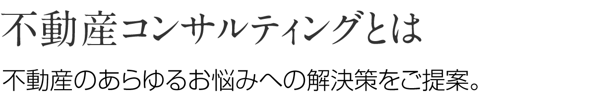 不動産コンサルティングとは
不動産のあらゆるお悩みへの解決策をご提案。